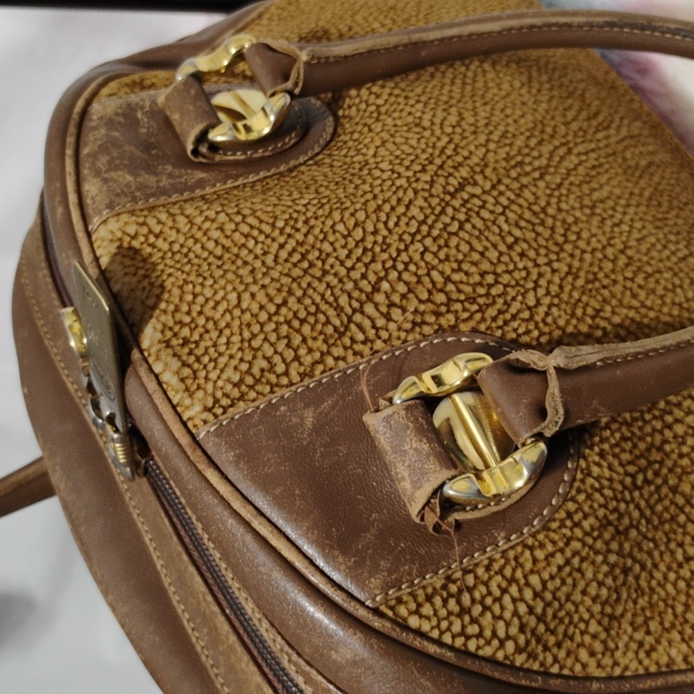 Borbonese Red Wall Quail Pattern Vintage Handbag - image 6